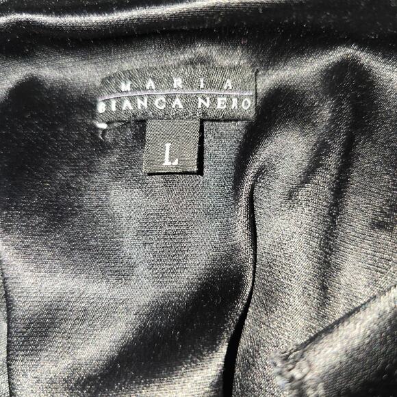 Maria Bianca Nero Black Bodycon Dress Sz L Sleeveless Ruched Party Cocktail Y2K - Picture 8 of 9